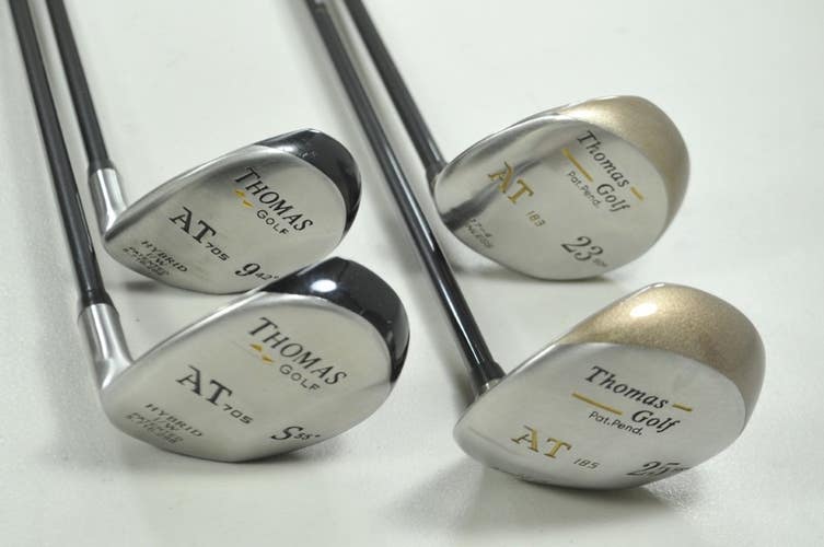 LEFT Thomas Golf AT813 23* & 25* Woods, AT705 #9 & SW Hybrid Set Regular #196333