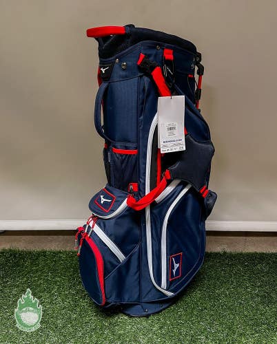 New With Tags Mizuno BR-DX Blue/White/Red 14-Way Stand Golf Bag with Rainhood