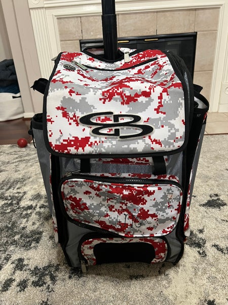 Bombay rolling baseball bag red camo