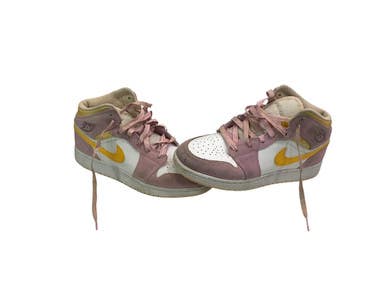 Used Jordan 1 MID Basketball Shoes Y White And Pink Junior 05 11347-S000251958