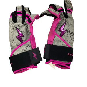 Used BB/SB Batting Gloves Grey And Pink LG 11613-S000164735