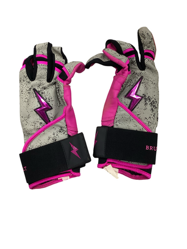 Used BB/SB Batting Gloves Grey And Pink LG 11613-S000164735