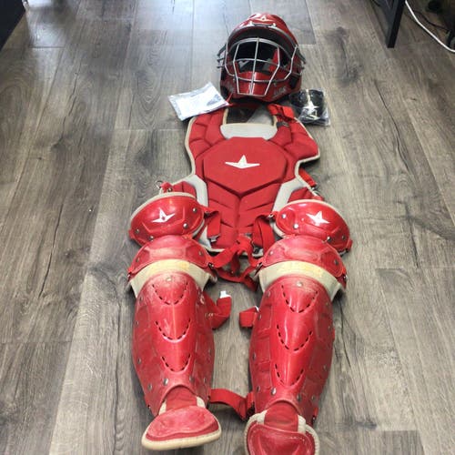 All Star Top Star Youth Catcher’s Gear Set Age 7-9 Red (Used)