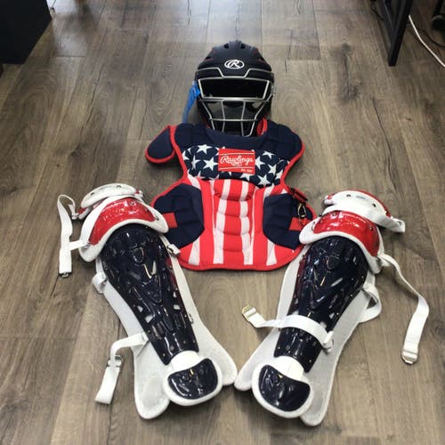 Rawlings Velo 2.0 Catcher's Set Red White Blue 12 and Under Unused (New)