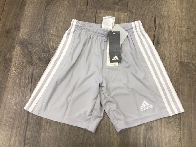 Adidas Boys Squadra 21 Athletic Shorts Gray White Size Youth Small (New)