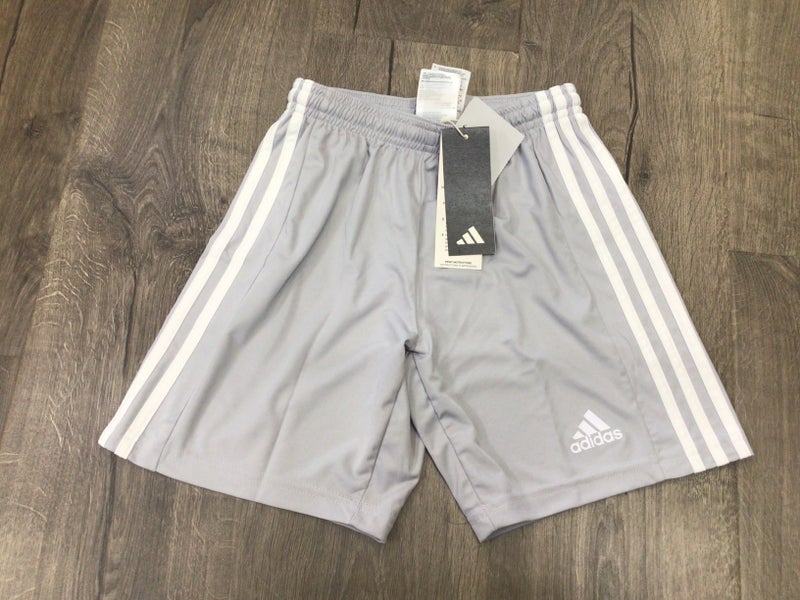 Adidas Boys Squadra 21 Athletic Shorts Gray White Size Youth Small (New)