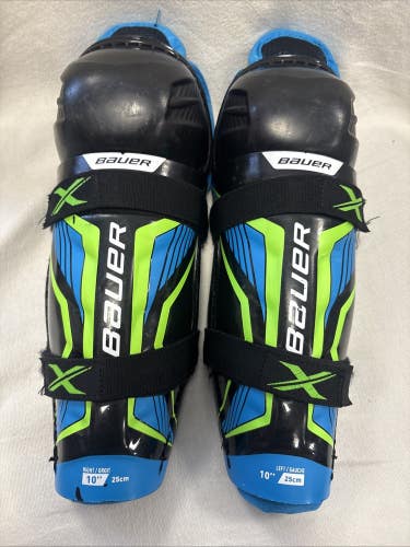 Junior Size 10 Inch Bauer X Ice Hockey Shin Pads