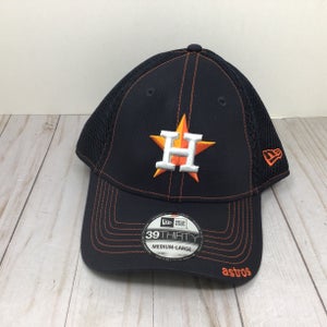 Houston Astros New Era 39Thirty Fitted Hat Size Medium Large Blue Orange Logo New