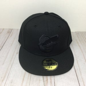 Baltimore Orioles New Era 59Fifty Fitted Monotone Hat Size 7 3/8 Black Logo (New)
