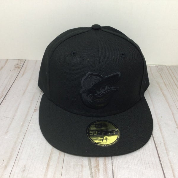 Baltimore Orioles New Era 59Fifty Fitted Monotone Hat Size 7 3/8 Black Logo (New)