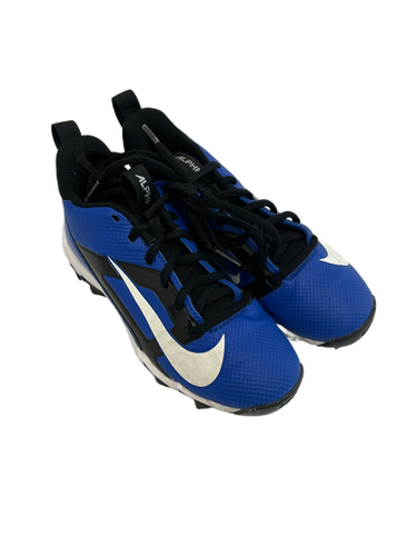 Used Nike ALPHA MENACE 4 SHARK Jr FB Cleats Black And Royal Blue Junior 01.5 11692-S000139235