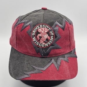 Vintage Rare Wisconsin Badgers NCAA Drew Pearson Jagged Edge Sport Strapback Hat