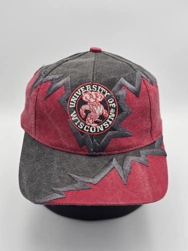 Vintage Rare Wisconsin Badgers NCAA Drew Pearson Jagged Edge Sport Strapback Hat