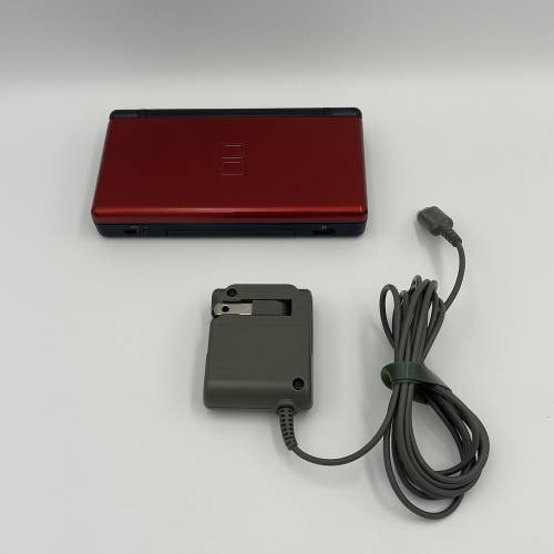 Nintendo DS Lite W/ Charger - Parts Repair Crimson Red Black USG-001 - For Parts