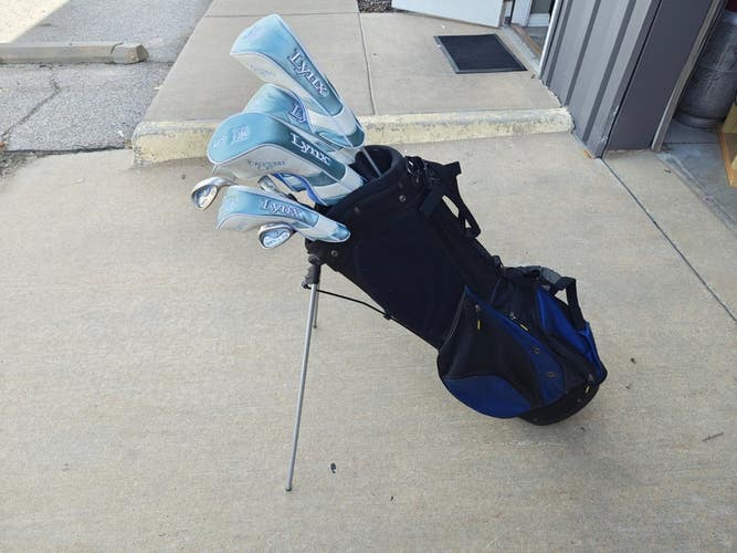 Lynx Crystal Cat Ladies Flex Graphite Complete Golf Set Stand Bag