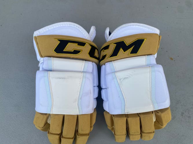CCM HG97 Pro Stock Hockey Gloves 14” White KNIGHTS 58485