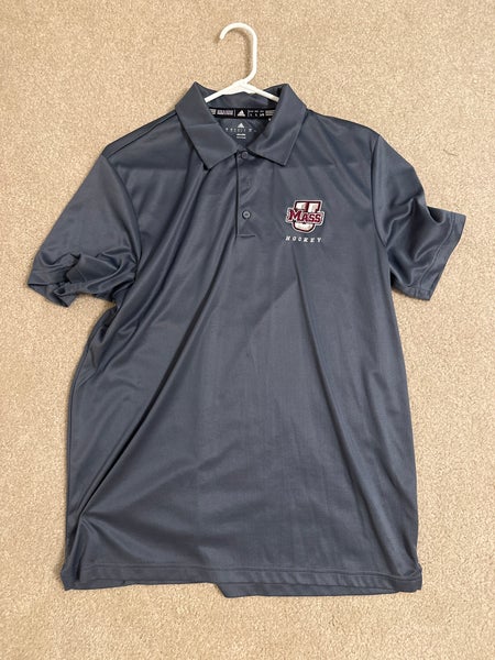 UMass Amherst Team Issued Gray Adidas Polo