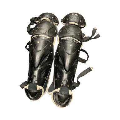Used Under Armour SHIN GUARDS Catchers Leg Guards Black Youth 11859-S000023851