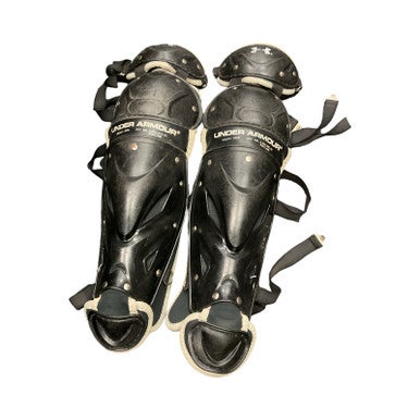 Used Under Armour SHIN GUARDS Catchers Leg Guards Black Youth 11859-S000023851