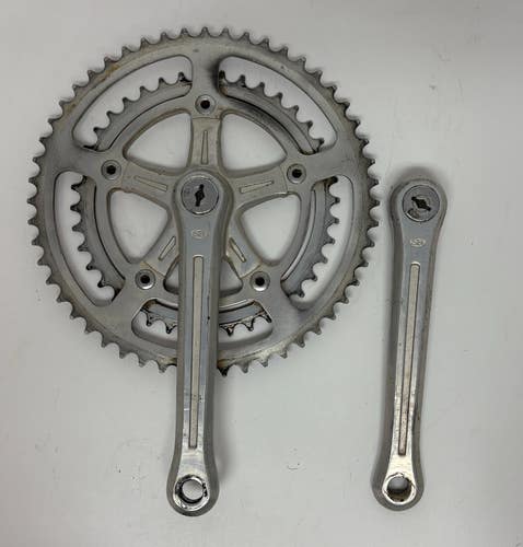 Vintage SR Suntour 170mm 52/40 Silver Aluminum Road Bike Double Crankset GREAT
