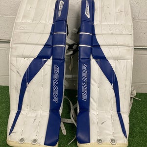 Blue 30" Junior Bauer Reactor 2000 Goalie Leg Pads (Used)