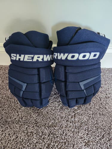 Sher-Wood Code Pro Stock Custom Navy Hockey Gloves 14".