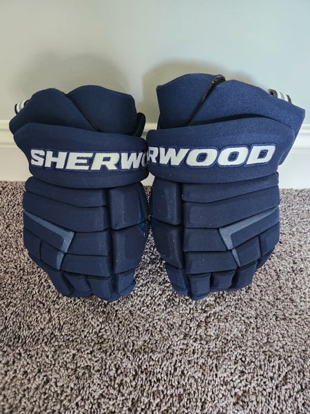Sher-Wood Code V Pro Stock Custom Navy Hockey Gloves 14".