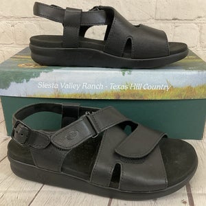 SAS 1570-013 Women's HUGGY Leather Cross Strap Sandal Black US 6.5 W