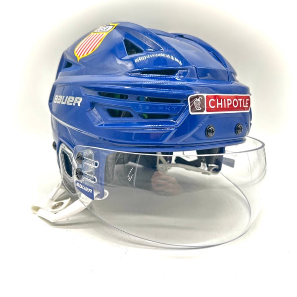 Bauer Re-Akt 155 - Team USA Used Medium Pro Stock Helmet (Blue)