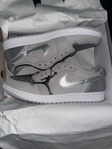 Below Retail Silver Adult Size M 12.0 (W 13.0) Air Jordan Jordan 1 Low Shoes (New)