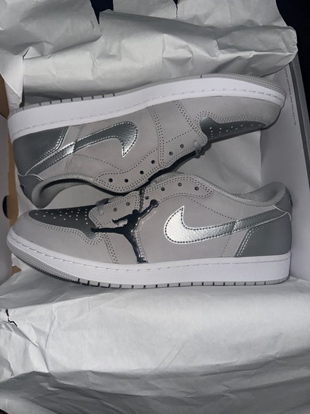 Below Retail Silver Adult Size M 12.0 (W 13.0) Air Jordan Jordan 1 Low Shoes (New)