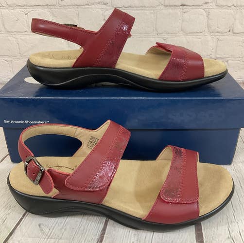 SAS 2510-762 Women's NUDU Leather Heel Strap Sandal Ruby Cabernet US 7.5 M