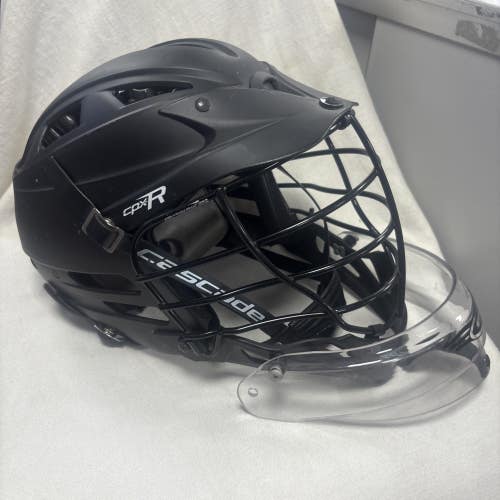 Adult Size Adjustable Cascade CPX-R Seven Lacrosse Goalie Helmet. Black.