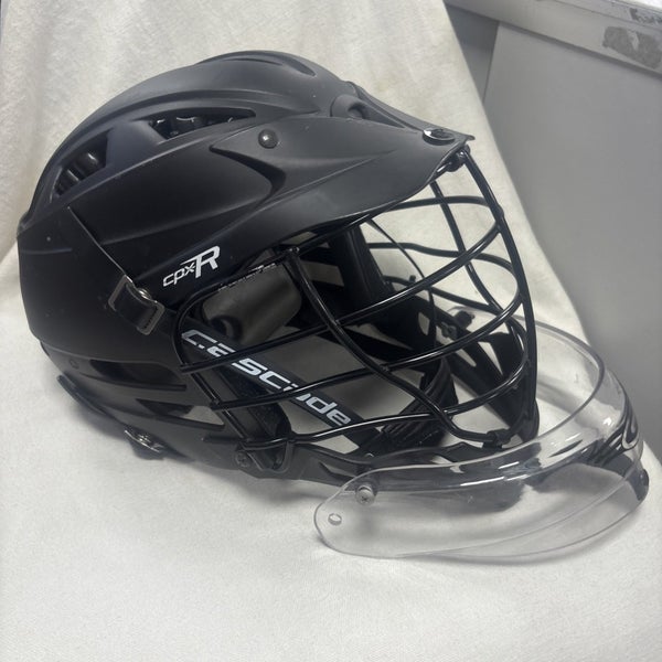 Adult Size Adjustable Cascade CPX-R Seven Lacrosse Goalie Helmet.  Black.