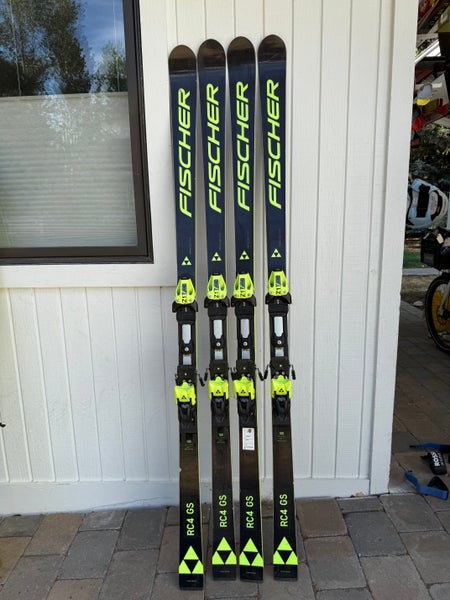 Unisex Fischer 188 cm Racing RC4 World Cup GS Junior Skis With Bindings Max Din 17 (Used)