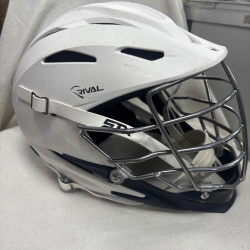 Adult Adjustable Size Large /Xlarge Schutt Rival Lacrosse Helmet.  White.