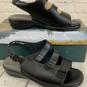 SAS 2170-013 Women's QUATRO Leather Slingback Sandal Black US 6.5 WW