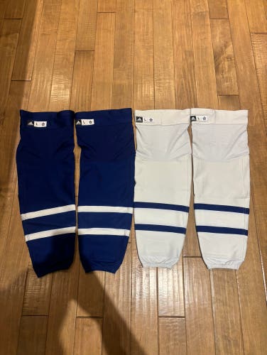 2x Pairs Home & Away Pro Stock Toronto Maple Leafs Adidas Pro Hockey Socks Large