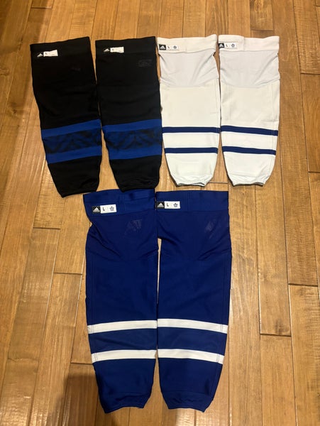 3x Pairs Home/Away/Alternate Pro Stock Toronto Maple Leafs Adidas Pro Hockey Socks Large