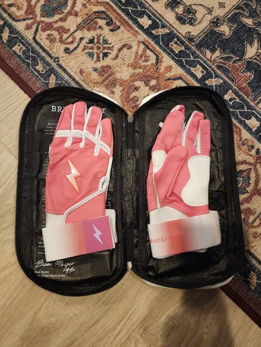 YXL Bruce Bolt Pink Batting Gloves (New)