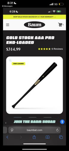 *NEW* Baum Bat Gold Enload Flared 33in 30oz