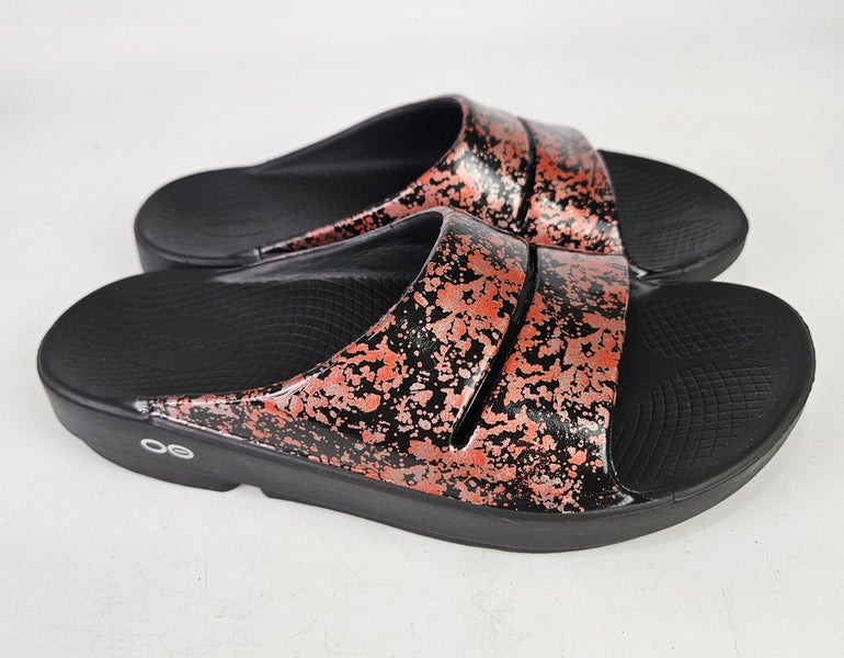 OOFOS OOahh Slide Sandal Limited Edition Bellini Splash Women Size 8