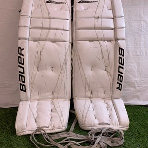 White 36" Senior Bauer Reactor 5000 Goalie Leg Pads (Used)