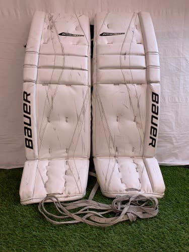 White 36" Senior Bauer Reactor 5000 Goalie Leg Pads (Used)