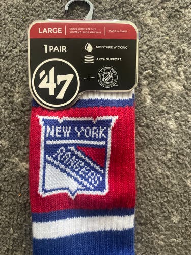 NHL NY Rangers Adult Unisex Large Socks (New)