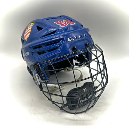 Bauer Re-Akt 155 - Team USA National Development Team Program Used Medium Pro Stock Helmet (Blue)