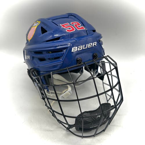 Bauer Re-Akt 150 - Team USA National Development Team Program Used Medium Pro Stock Helmet (Blue)