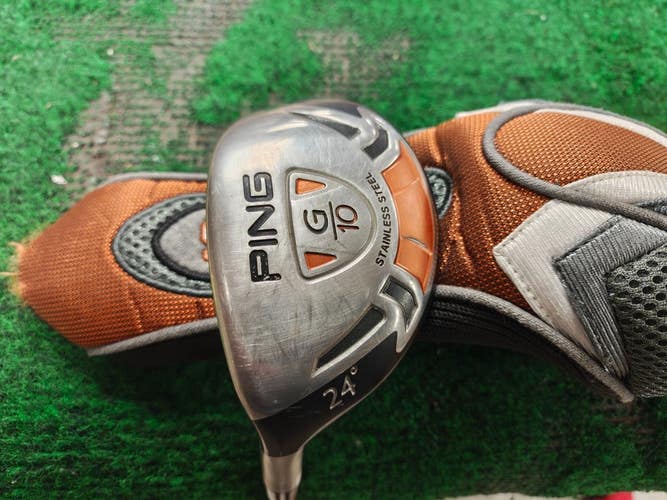 Ping G10 5 Hybrid 5H 24 Degree Stiff Flex TFC 129 Left Handed w Headcover