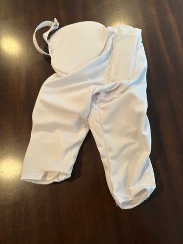 White Men's Small Youth Schutt Poly Knit All-In-One pants with pads Game Pants (New)