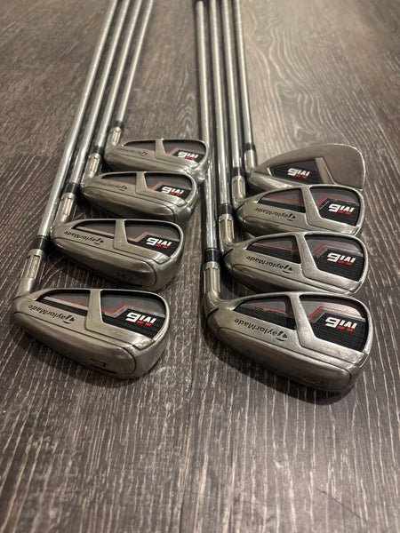 Men's TaylorMade M6 Right Handed Iron Set Stiff Flex (8 Clubs) #4 - #9, PW, GW Steel Shaft (Used)
